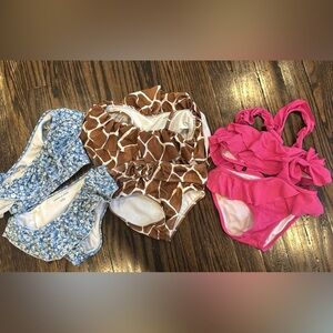 Janie and Jack Pink and Brown Kids Bikini Set